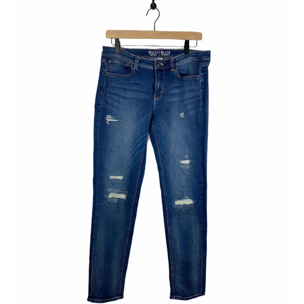 WHBM Girlfriend Jeans Straight Leg Distressed 6